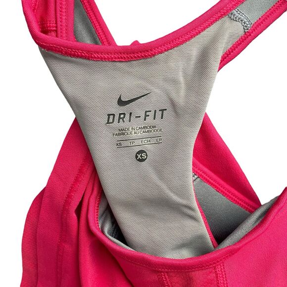 Nike XS Vneck Tank Top Racerback Shelf Bra Raspberry Red Workout Tee - Picture 2 of 11